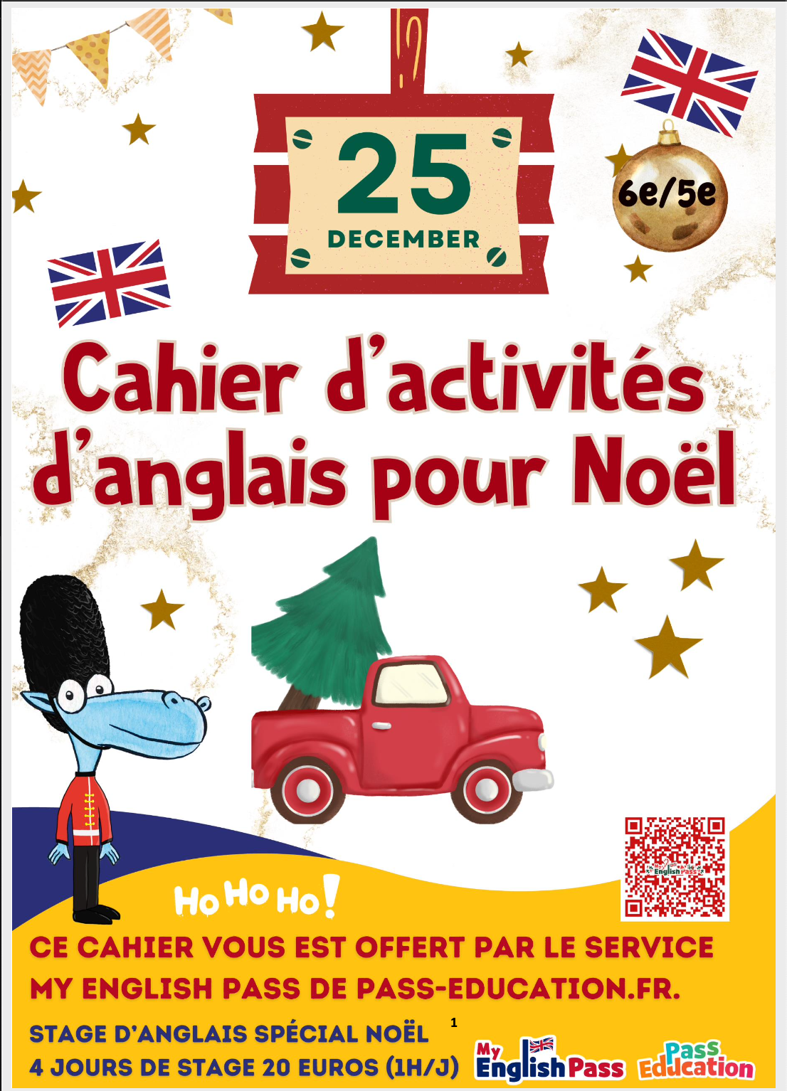 cahiers de vacances de Noël en anglais