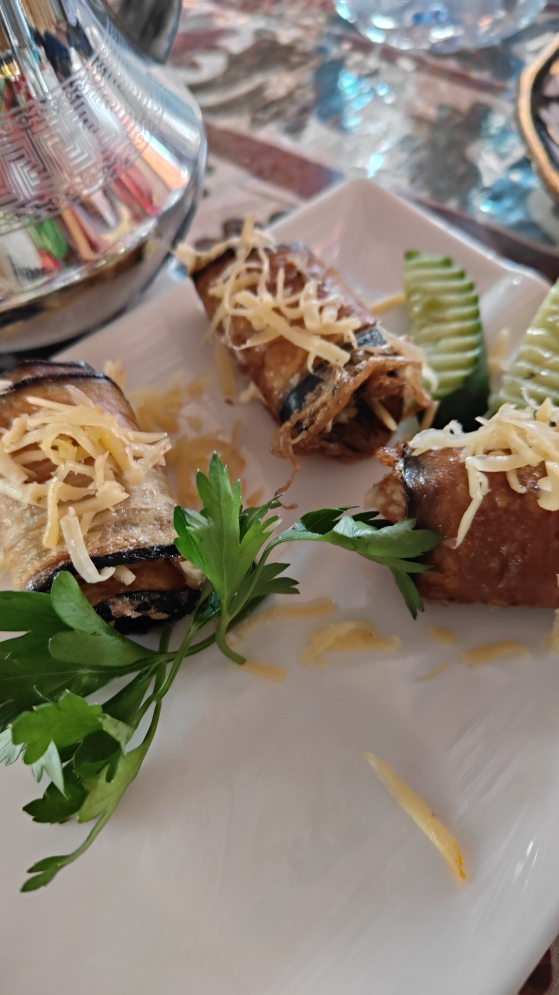 aubergines grillées au fromage